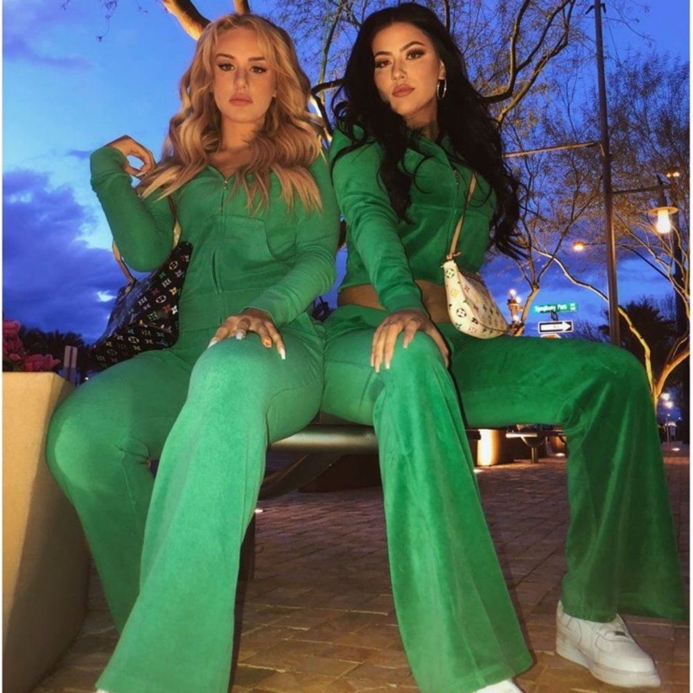 JUICY COUTURE APPLE GREEN TERRY VELOUR TRACKSUIT HOODIE JACKET Y2K VINTAGE